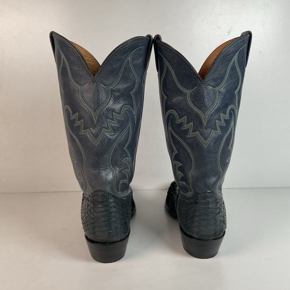 Vintage Nocona Blue Python Snakeskin Cowboy Boots 12 D USA Made Back Cut - Picture 12 of 16